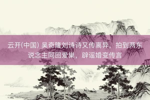 云开(中国) 吴奇隆刘诗诗又传离异，拍到两东说念主同回爱巢，辟谣婚变传言