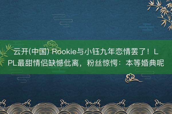 云开(中国) Rookie与小钰九年恋情罢了!LPL最甜情侣缺憾仳离,粉丝惊愕:本等婚典呢