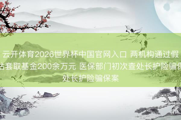 云开体育2026世界杯中国官网入口 两机构通过假评估套取基金200余万元 医保部门初次查处长护险骗保案