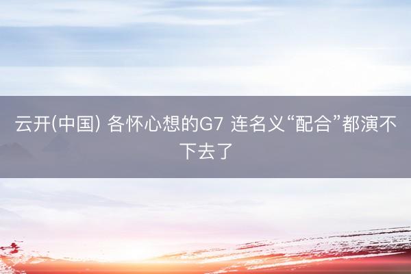 云开(中国) 各怀心想的G7 连名义“配合”都演不下去了